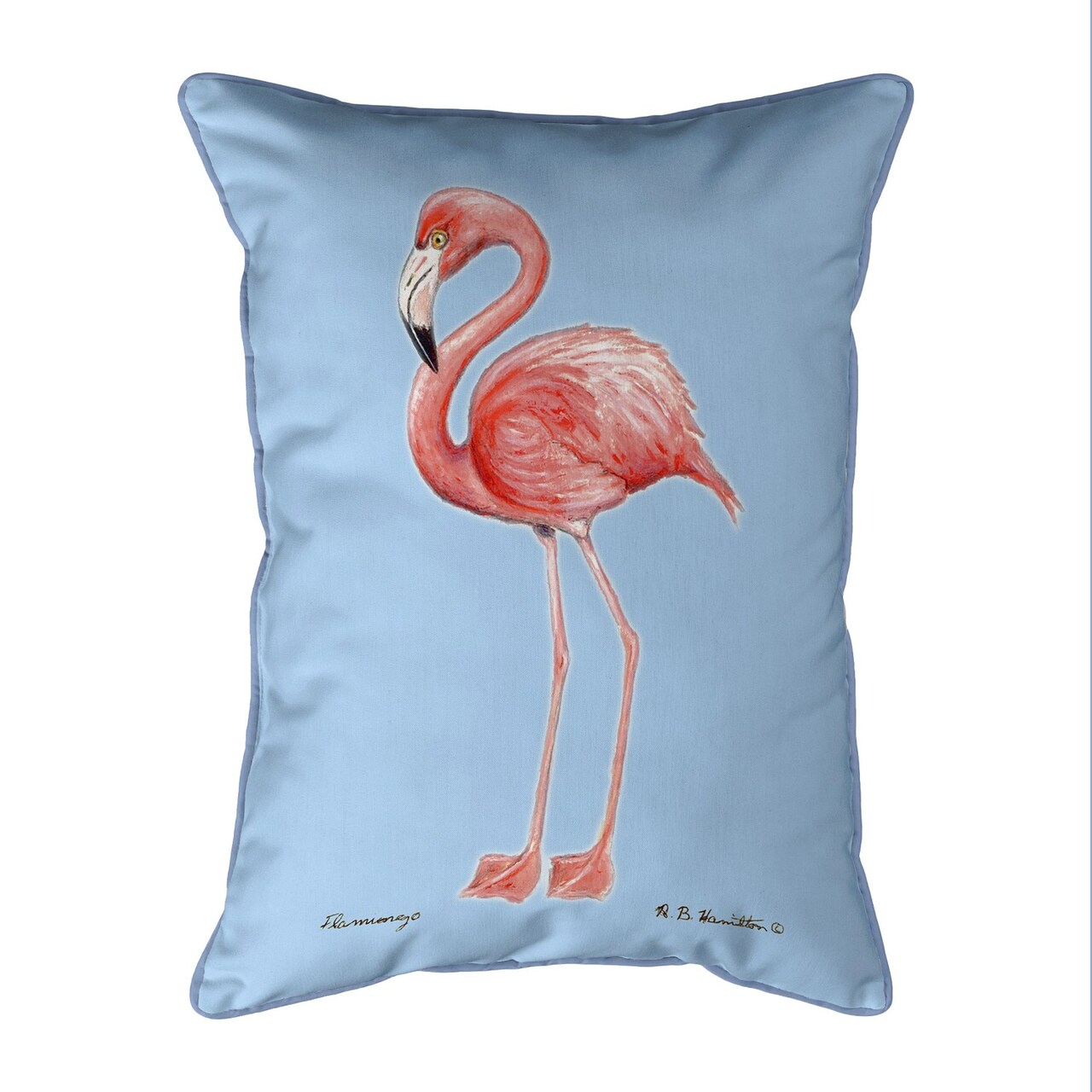 Flamingo Light Blue Pillow - Extra Large Corded - 20x24 - Betsy Drake